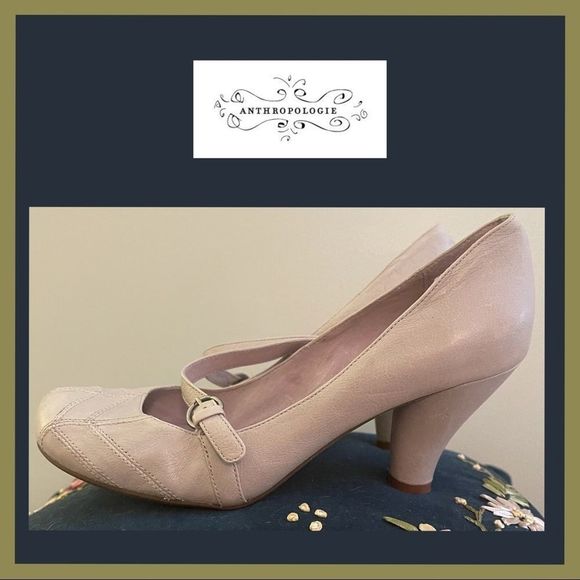 Anthropologie Retro Looking Biviel Vegan Leather Heels - Picture 1 of 8